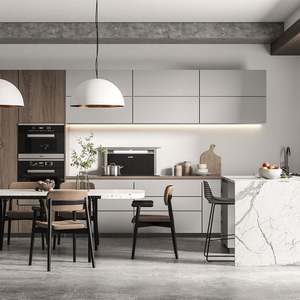 Meubles de cuisine modernes en acrylique beige, petits meubles, ensemble complet, maison mobile, unité de cuisine en PVC, armoires en MDF laquées PU - Product Image 6