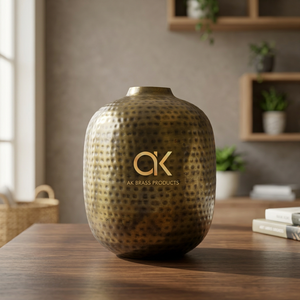 AK แจกันดอกไม้ทุบโลหะสไตล์โบราณสำหรับตกแต่งโต๊ะและโต๊ะข้างขนาดเล็ก - Product Image 1
