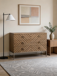 Modern Furniture 3 Drawer <b>Chest</b> Sideboard Cabinet <b>Storage</b> with Metal Base - Product Image 3