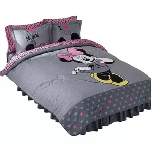 Parure de lit matelassée Minnie Mouse, taille matrimoniale, gris, 3 pièces, avec taies d'oreiller - Product Image 1