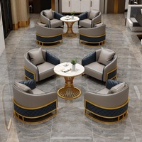 Ensemble de chaises et table de réunion de luxe en acier inoxydable pour hall d'hôtel, canapé et fauteuil modernes pour réception d'affaires et négociations de bureau