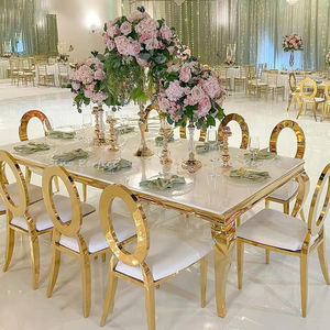 Hot <b>Sale</b> Rectangle Stainless Steel Wedding Centerpieces <b>Hall</b> Furniture Dining <b>Table</b> <b>for</b> Export in China - Product Image 1