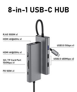 Estación de acoplamiento <span class=keywords><strong>USB</strong></span> C PULWTOP A Adaptador HDMI dual, con HDMI dual, <span class=keywords><strong>Ethernet</strong></span>, PD compatible con Dell XPS 13/15, <span class=keywords><strong>Lenovo</strong></span> Yoga, etc. - Product Image 2