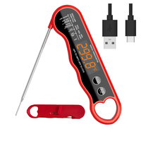 Thermomètre numérique instantané rechargeable RUIMEISEN RMS-303 pour barbecue, étanche IPX6, -50°C~300°C, précision 1°C, pliable en métal, LED