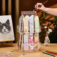 Support de présentation rotatif pour marque-pages en acrylique à 2 niveaux, 14,4 x 7,8 x 6,3 pouces, support pour autocollants de marque-pages à 4 faces, 360° °   Rotatif, sans assemblage