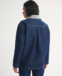 LEDUO Casual Spring Loose-Fitting Mid-Length Workwear Plus <b>Jacket</b> with Multiple Pockets <b>Flannel</b> Inside & Collar Garment Dyed - Product Image 3