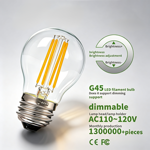 G45 <b>Edison</b> Filament Bulb E26 AC110V Manual Button Residential SMD Transparent Plastic Lampshade Color Rendering Index Constant - Product Image 1
