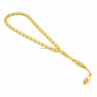 Perles de Tasbih en résine transparente de haute qualité, aspect ambre doré, 5x7mm, 33+2 perles, Misbaha musulmane, Subha, personnalisées, directement de l'usine