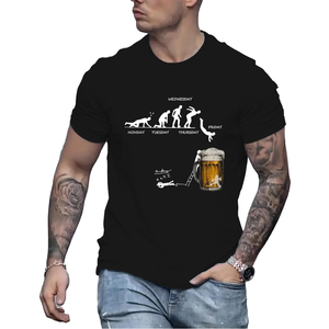 Camiseta informal de manga corta con cuello redondo para hombre, tela de punto de 180 gramos, taza de cerveza de miércoles, letra Gráfica Impresa para fiestas de barbacoas - Product Image 1