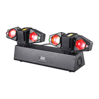 Projecteur à double bras et 4 têtes mobiles, effet LED Beam Laser, avec télécommande, pour bars, soirées, spectacles, discothèques et éclairage d'ambiance