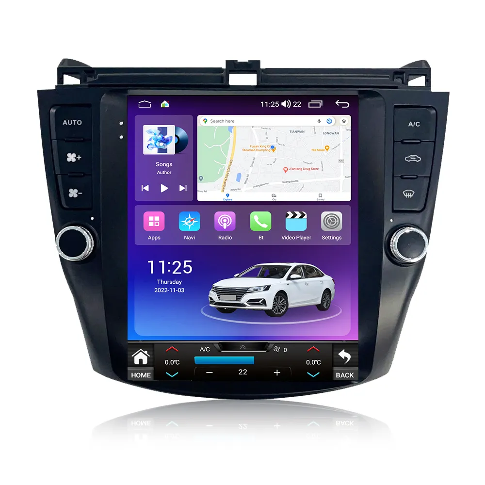 NaviFly Tesla Android 8 core 8 + 128GB lettore DVD per auto Honda Accord 2003-2008 con schermo diviso GPS BT DSP