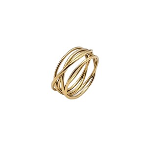 yunnique Geometric Line <b>Ring</b> <b>Titanium</b> Steel Gold Plated Unisex Fashion Jewelry Gift Ready To Ship - Product Image 5