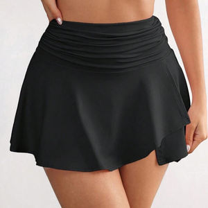 定制纯色打褶口袋网球鞋夏季运动黑色网球裙 - Product Image 2