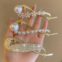 Épingles à Cheveux en Gros Tendance, Pince Torsadée en Alliage avec Perles, Barrettes Douces pour Queue de Cheval, Pinces à Cheveux pour Femme