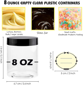 Contenants cosmétiques cylindriques en plastique PET transparents à large ouverture avec couvercle à vis, 4oz, 5oz, 8oz, 10oz, 12oz, 16oz - Product Image 3