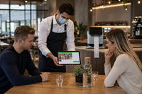 Terminal de point de vente compact Android 14 de 10,95 pouces avec imprimante à découpe automatique de 80 mm pour Loyverse POS