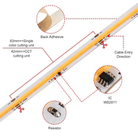 Bande LED COB Pixel Monocouleur CCT à Effet de Chasse, Guirlandes Lumineuses Adressables WS2811 10mm 24V 360 LED/m, Ruban LED SPI à Effet Eau Courante