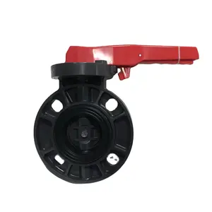 DN 50 DN100 DN 150 DN 200 High Performance UPVC Wafer Manual Butterfly Valve Plastic Handle Lever Butterfly Valve Manufacturers