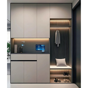 木质现代家居鞋架储物柜，带抽屉和门，适用于玄关 - Product Image 6