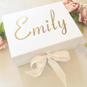 Boîte cadeau pour demoiselle d'honneur, en papier écologique pliable, sur mesure, noire, rigide, magnétique, florale, vente en gros - Product Image 3