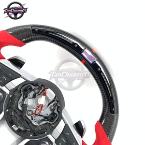 Volant de voiture en fibre de carbone avec palettes de changement de vitesse LED, vente chaude pour TT TTRS R8 2016+ - Product Image 4