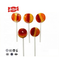 Factory Direct Kosher Certified Fruity Flavor Flat Round Shaped Colorful Rainbow Hard Candy Lollipop China Manufacture