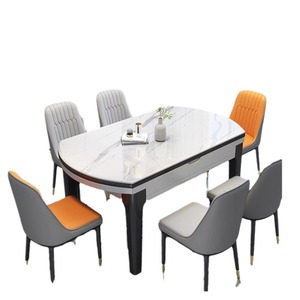 Ensemble de table à manger Shulin Furniture, 6 pièces, extensible, plateau en marbre ovale, style moderne minimaliste, pour salle à manger à domicile - Product Image 5