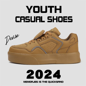 Baskets plateforme blanches pour hommes, bout rond, lacets, tige synthétique, semelle extérieure en caoutchouc, chaussures de marche confortables, taille 46 47 - Product Image 4