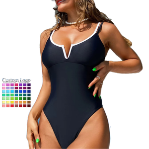 <span class=keywords><strong>Maillot</strong></span> <span class=keywords><strong>de</strong></span> <span class=keywords><strong>bain</strong></span> une pièce pour femme, col en V, avec logo personnalisé OEM, bordure contrastante, effet ventre plat, vente en gros, approvisionnement en vrac UE Russie - Product Image 1