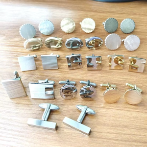 Gemelli da Uomo di Lusso in Acciaio Inossidabile Francese con LOGO Inciso al Laser, Gemelli Vuoti, Accessorio Moda per Matrimonio, <span class=keywords><strong>Regalo</strong></span> per lo <span class=keywords><strong>Sposo</strong></span> e il <span class=keywords><strong>Testimone</strong></span> - Product Image 3