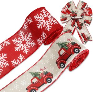 Rubans en lin pour décorations de Noël, design DIY, nœuds en ruban pour arbre de Noël, 6,3 cm, 5 cm, rouleau de 2 m, pour décorations de Noël - Product Image 1