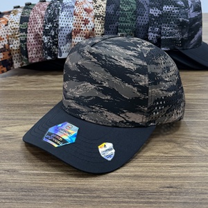 Casquettes de golf imperméables en gros, 5 panneaux, motif camouflage tigre, casquettes snapback perforées respirantes pour hommes - Product Image 3