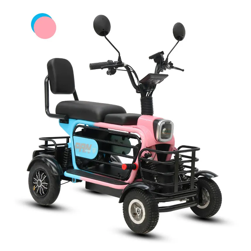 Scooter elettrico a 4 ruote con 3 posti per famiglia/anziani con sedile anteriore per bambini scooter per adulti