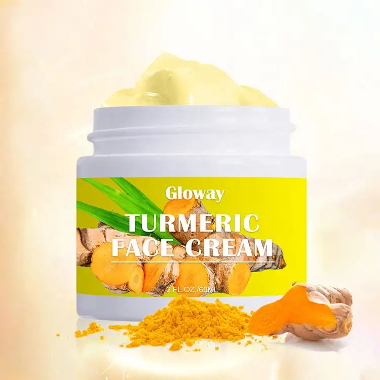 Gloway Oem विटामिन B5 प्रकार का वृक्ष मक्खन Tumeric कार्बनिक चेहरा क्रीम के लिए सूखी त्वचा रोशन और चिकनी ठीक लाइनों