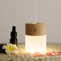 Lampe de table diffuseur d'arômes moderne en bois massif sans fil à piles DC, lumière chauffante pour huiles essentielles, veilleuse de chevet à commande tactile