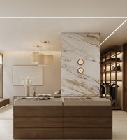 Système de garde-robe autoportant en MDF avec îlot central en mélamine clair |   Carte E0 |   Meubles de chambre à coucher |   Armoire