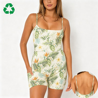 Combinaison de sport sans dos personnalisée en rPET recyclé, imprimé floral, extensible dans les 4 sens, anti-transpiration, pour gym et fitness, combinaison de yoga à compression résistante aux squats