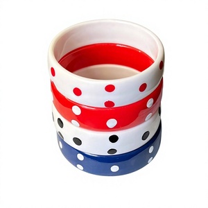 2026 Luxury Trendy Heart Pattern Ceramic Resin Bangle Handmade Fashion Jewelry <b>Bracelets</b> <b>Red</b> White Fancy Design with Woman - Product Image 2