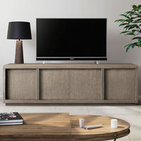 Set Kabinet TV Ruang Tamu Modern, Furnitur Konsol Penyimpanan Media Kayu