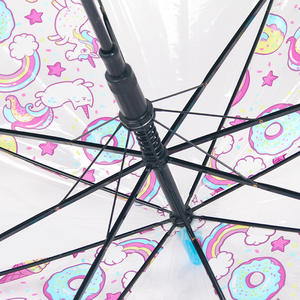 <span class=keywords><strong>Parapluie</strong></span> transparent <span class=keywords><strong>licorne</strong></span> de dessin animé pour adultes enfants simple longue poignée avec logo imprimé mignon en polyester - Product Image 3