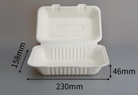 Conteneur alimentaire rectangulaire jetable en bagasse de canne à sucre 9''x6'', boîte à lunch écologique pour la restauration
