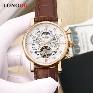 LONGBO 83233 3 бар водонепроницаемые автоматические мужские модные роскошные часы механический механизм деловые часы из натуральной кожи