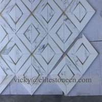 Mosaïque géométrique en marbre blanc de luxe, pierre naturelle, carrelage mural et de sol, design moderne, parquet pour salle de bain