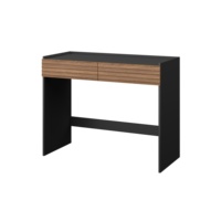 Escritorio de Estudio Moderno con 2 Cajones, Escritorio para Computadora con Altura Ajustable, Acabado en Madera Negra para Oficina en Casa