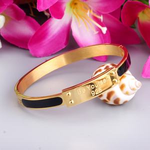 Fashion 316l Stainless Steel Yellow Gold Color <b>925</b> Be Yourself Letter Open Cuff Knot Bangle <b>Bracelet</b> for <b>Men</b> and Women Jewelry - Product Image 5