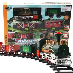 Railway Train Set DIY Assemble Toys Retro steam train Train Track Set with light and music