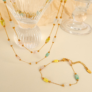 Conjunto de Collar de Moda con Cuentas, Cadena Ovalada de Cristal y Diamantes de Imitación, Joyería de Fiesta para Mujer, Accesorio de Aleación de Zinc - Product Image 3