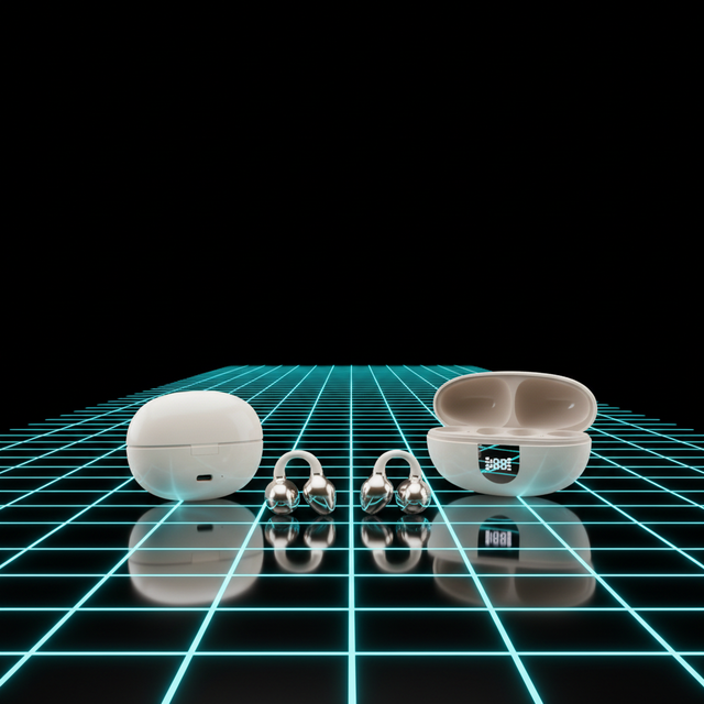 AI TWS Earbuds Earphone Headphone Headset with High Quality Sound Private Mold Ear Clip with Digital Display