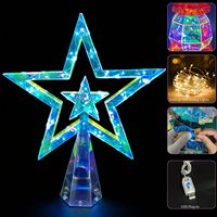 Großhandel LED Schillernder Stern Christbaumspitze OEM Kundenspezifisch USB-Betrieben Weihnachtsbaumschmuck Feiertagsdekoration Direkt ab Werk