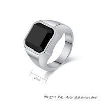 Bague pour homme en acier inoxydable avec pierre précieuse simulée, style moderne et luxueux, pour un usage quotidien